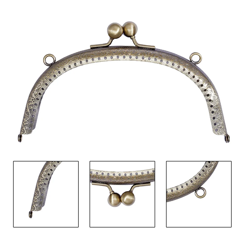 1 Piece 15.5/20/20.5CM Size Double Bead Semicircular Metal Purse Frame Kiss Clasp Clutch DIY Bag Accessory