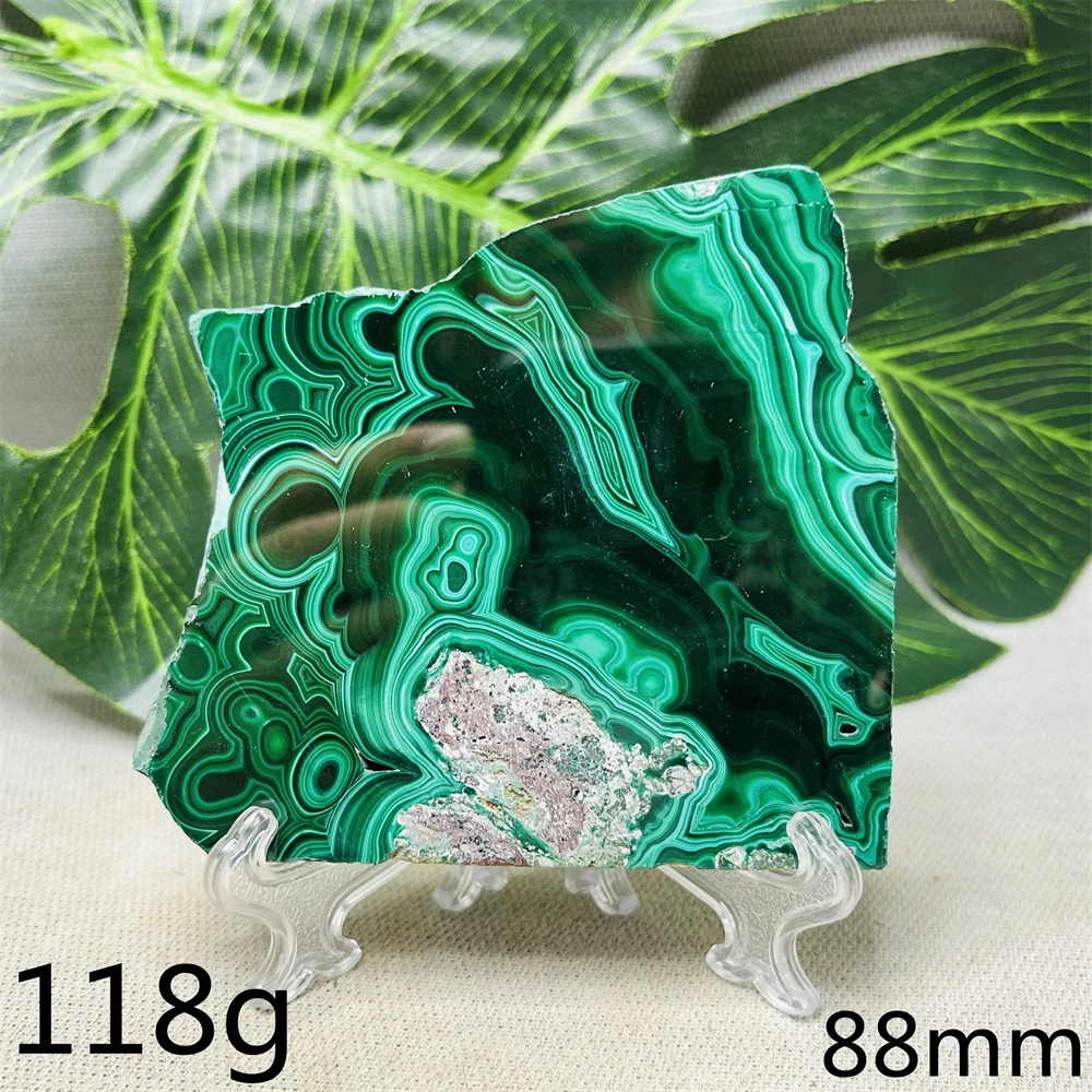 Zambia Gemstone Silicon Malachite Original Mineral Specimen Slice Home Room Decoration Gift Crystal Energy Spirit Stone Healing