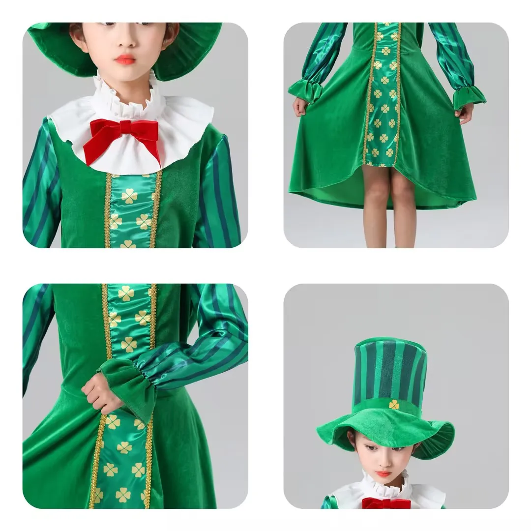 Boys and Girls Leprechaun Costumes, Childs Outfits, Feriados internacionais, Gnome brilhante, Lucky Green, Vestido extravagante