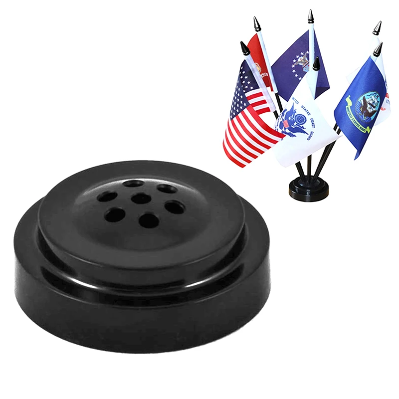 1PCS 8 Holes Mini Flagpole Base Flag Stand Hand Wave Flag Stand Portable Desk Flag Stand Black Plastic For Office Home Decor