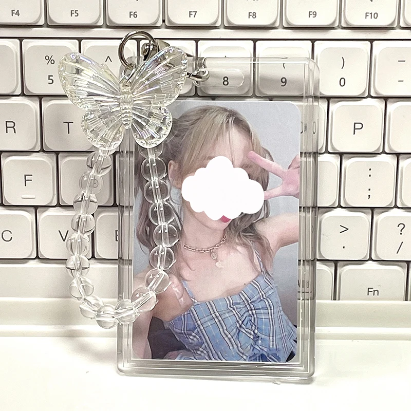 

Acrylic Transparent Card Holder Student Bus Card Meal Card Protective Cover ID Photo Display Card Holder Keychain Pendant