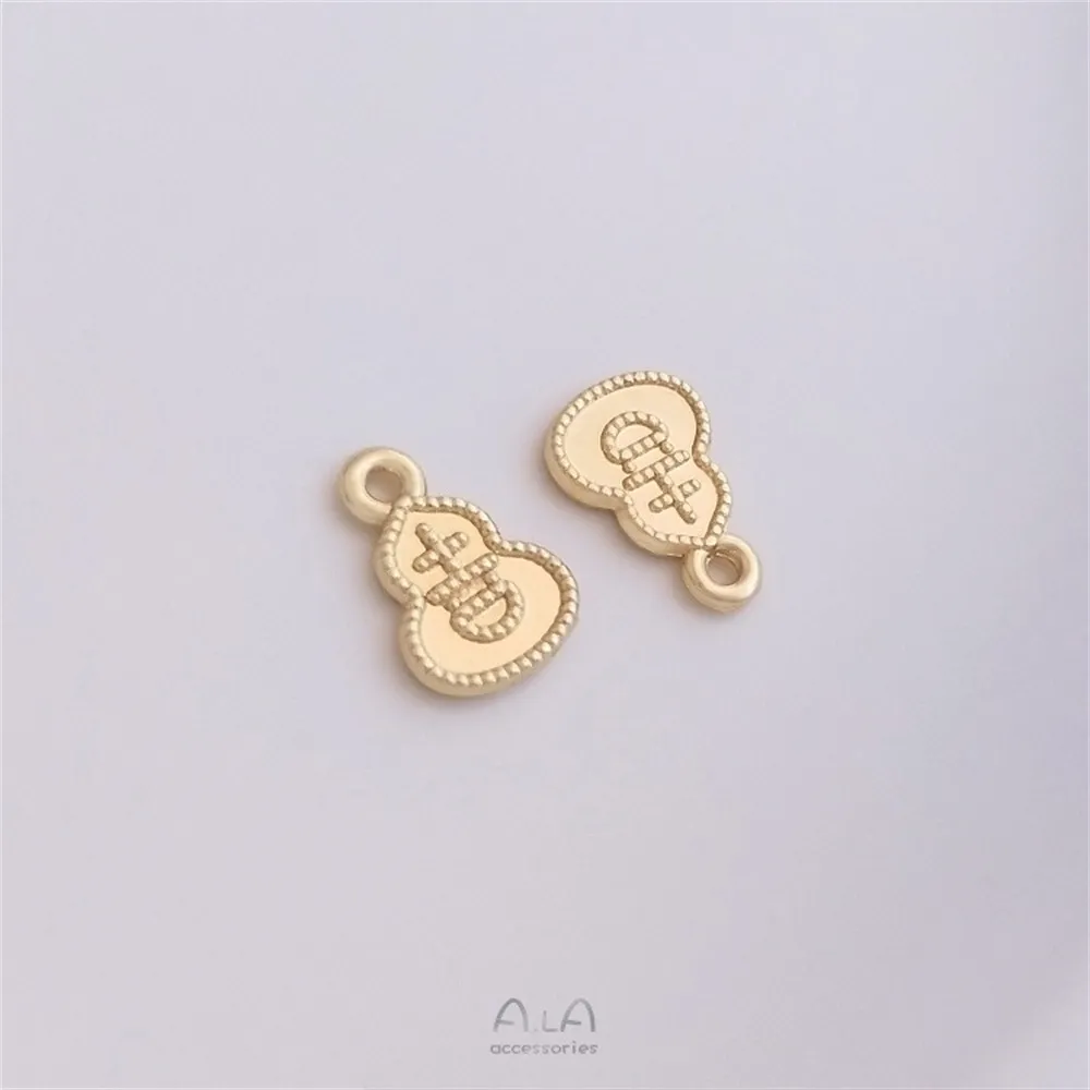 14K Gold Package for Attracting Wealth Ten Thousand Liang of Gold Lucky Character Hanging Tag Brand Pendant DIY Jewelry Pendant