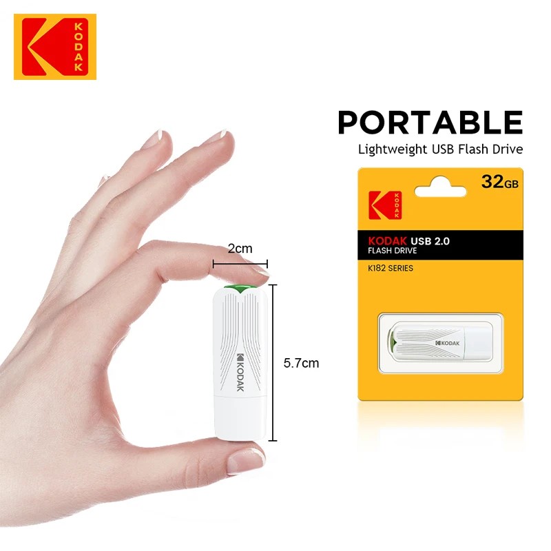 5 uds KODAK USB Flash Drive Pen Drive K182 Pendrive 32GB 64GB 128GB 256GB CLE USB 2,0 Flash Disk Mini Memory Stick