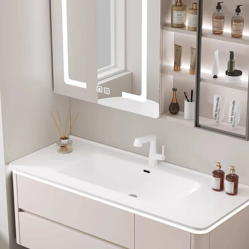 

Ceramic Integrated Basin, Bathroom Cabinet Combination, Arc Wash Table