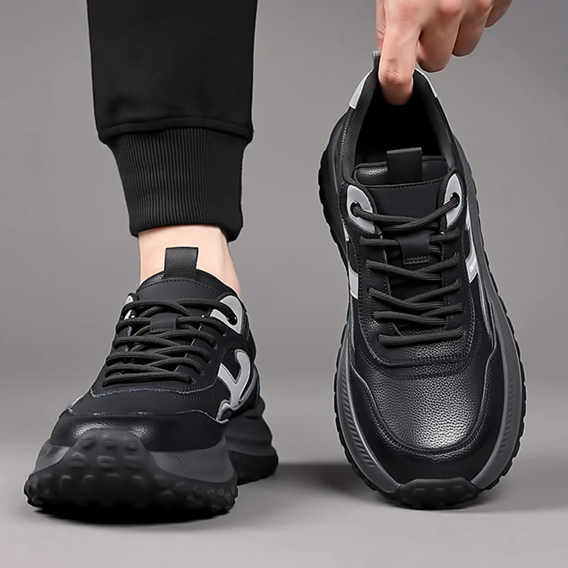 

Men 2025 Autumn And Winter New Men's Shoes Young Men's Casual Outdoor Lightweight Running Sports Shoes Leather Shoes
