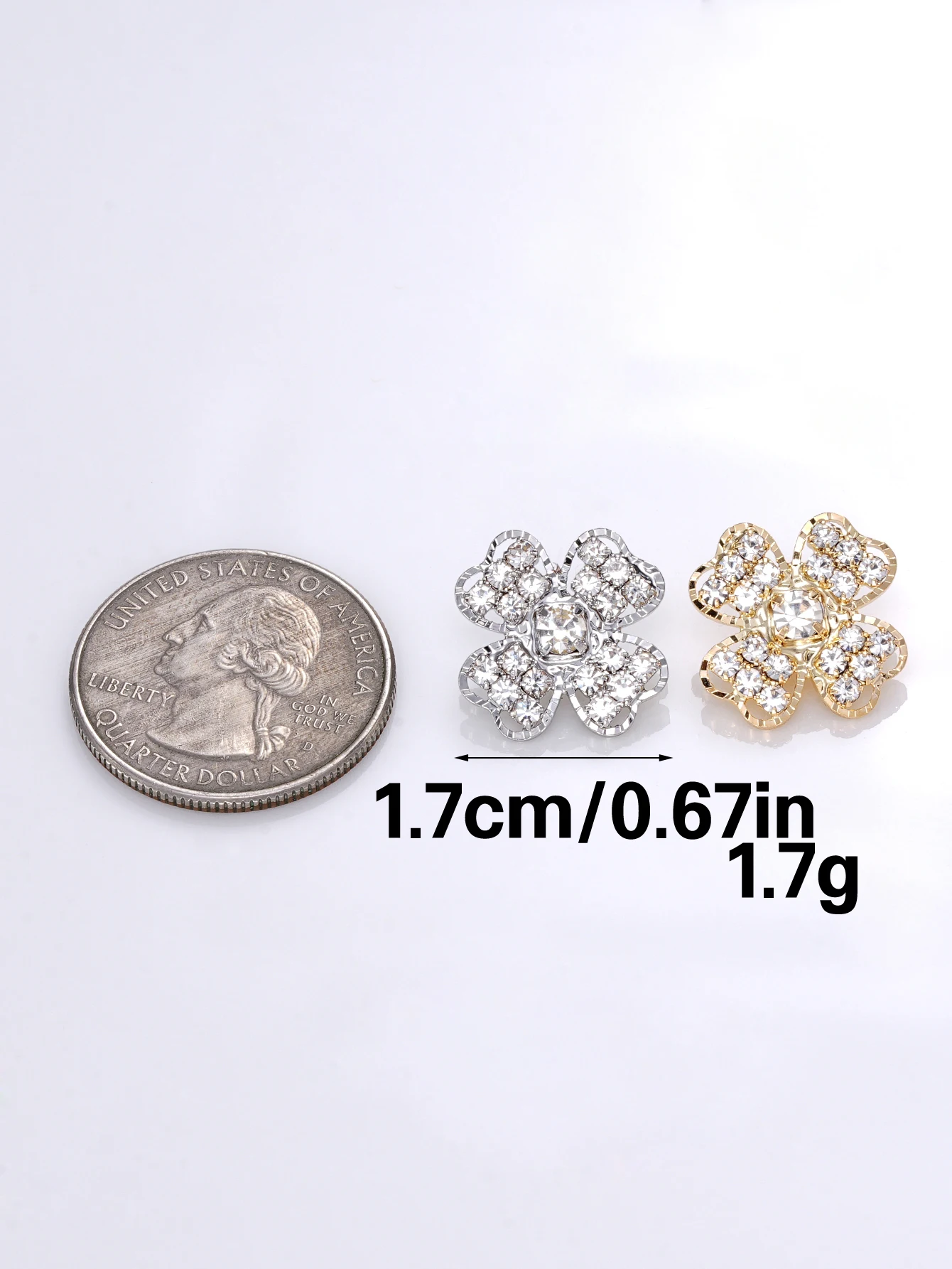 4/10/50 szt./opak. 17mm Błyszczące, kwiatowe, metalowe guziki z dżetami, akcesoria do szycia, guziki do odzieży