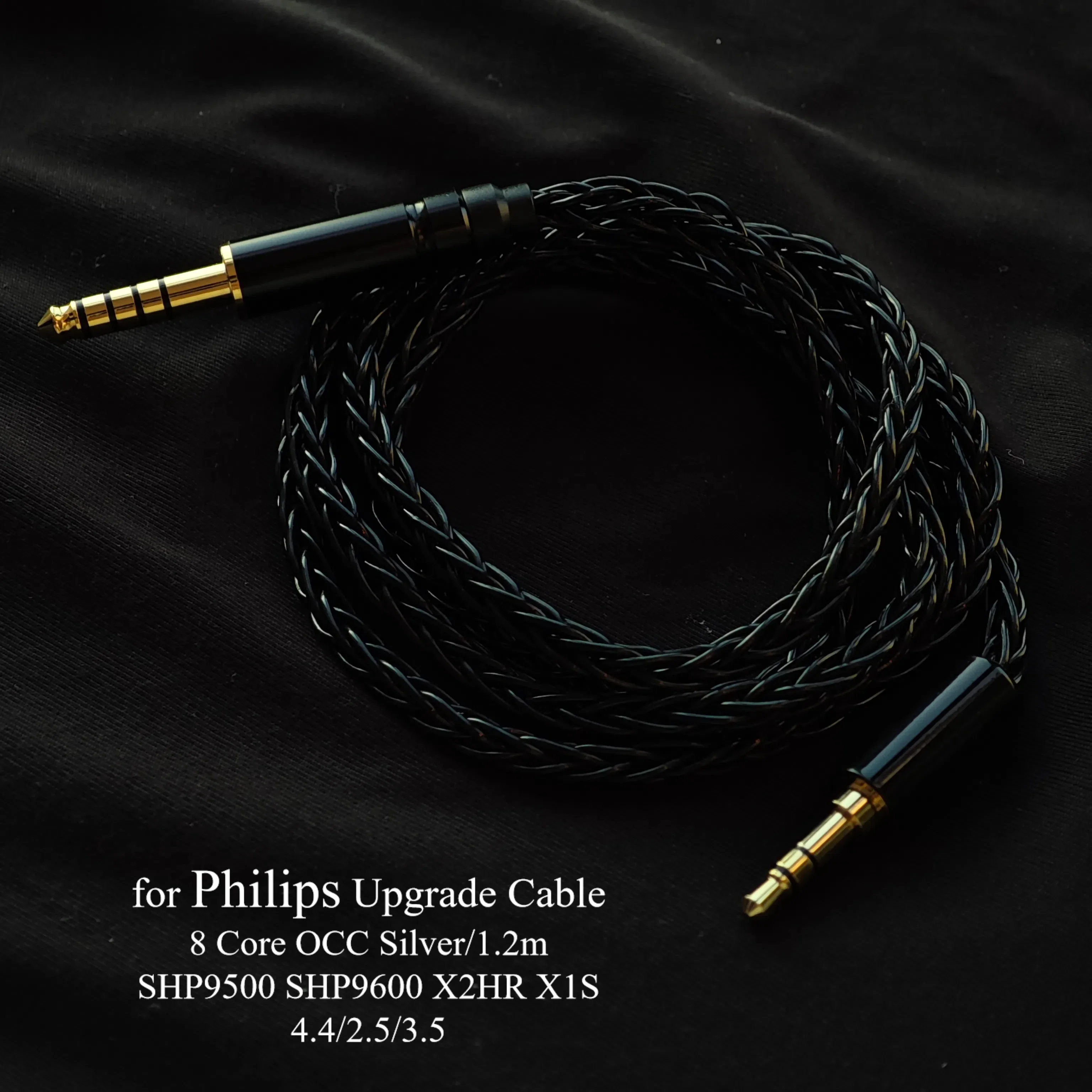 Кабель для наушников Philips SHP9500 SHP9600 X2HR X1S, улучшенный, с серебряным покрытием OCC, балансный, 2.5/4.4 мм, 8-жильный