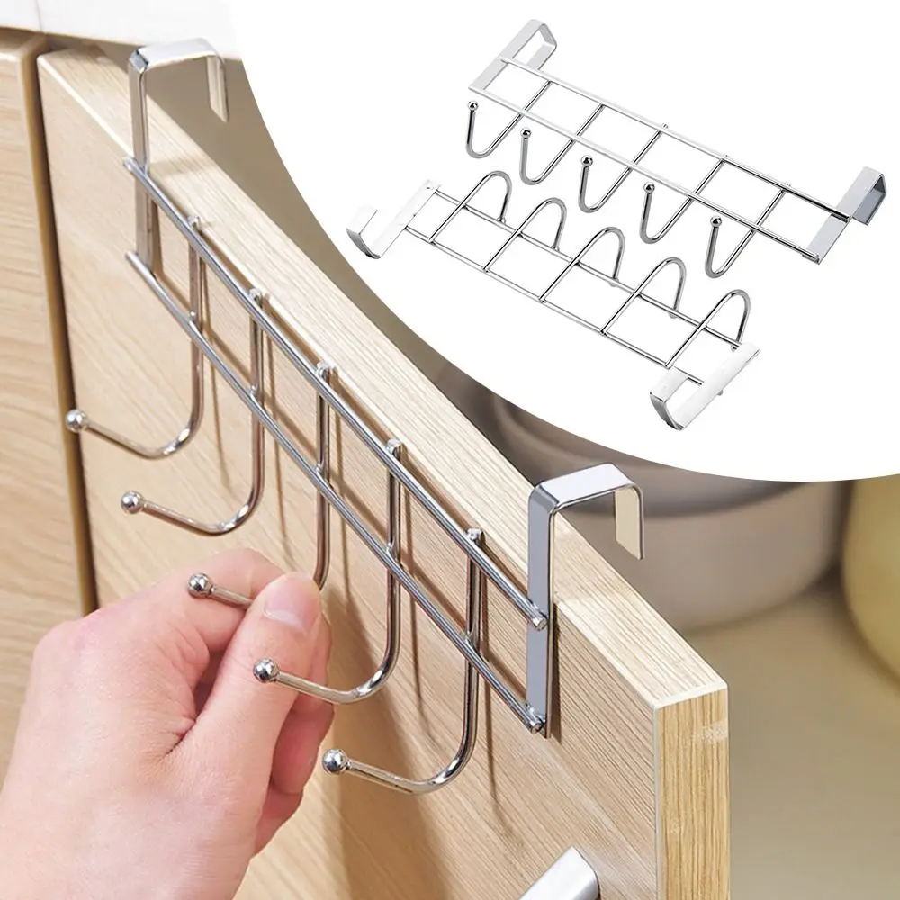 Convenient Coat Hanger Stainless Steel 5 Hooks Rack Door Hook Towel Hanger Rack Bathroom Convenient Organizer