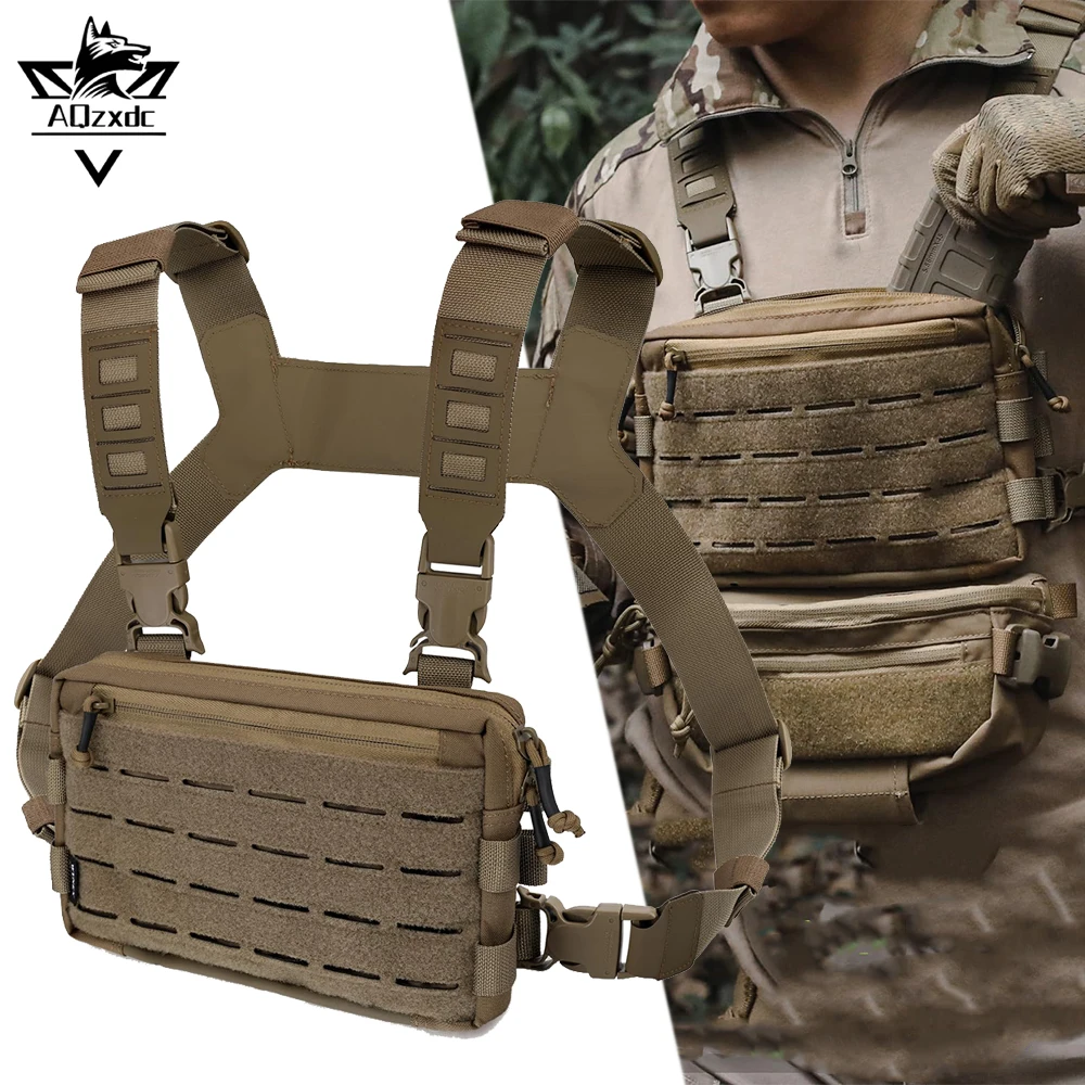 

Tactical Chest Rig Bag Recon Lightweight Wargame Vest Kit Pack Pouch with Built-In Phone Holder Workouts for Airsoft CS Hunting