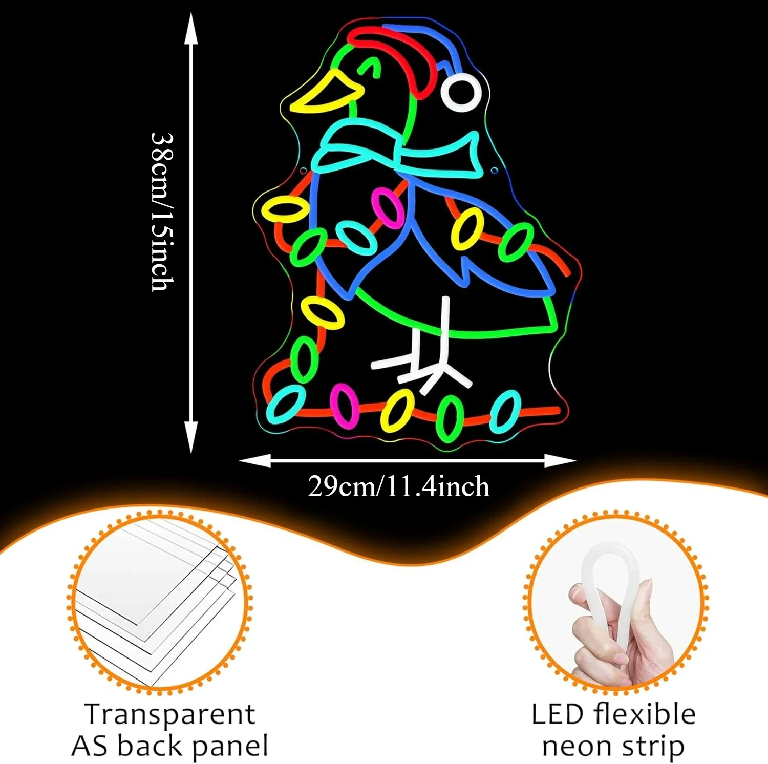 عيد الميلاد بطة النيون تسجيل USB عكس الضوء مضحك الجدة بطة يرتدي سانتا قبعة LED ضوء النيون لقضاء عطلة المنزل القهوة بار ديكور