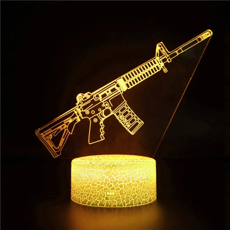 3D Night Light Pistol Machine Gun Submachine Gun Card Gun Desktop Decoration Holiday Gift Table Lamp Christmas