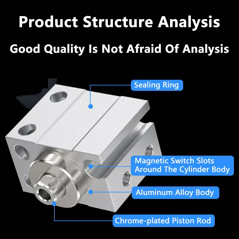 Small Micro Cylinder MU6/8/10 /12/16/20 Free Installation Cylinder Male Thread Stable and Efficient High Thrust Long Stroke