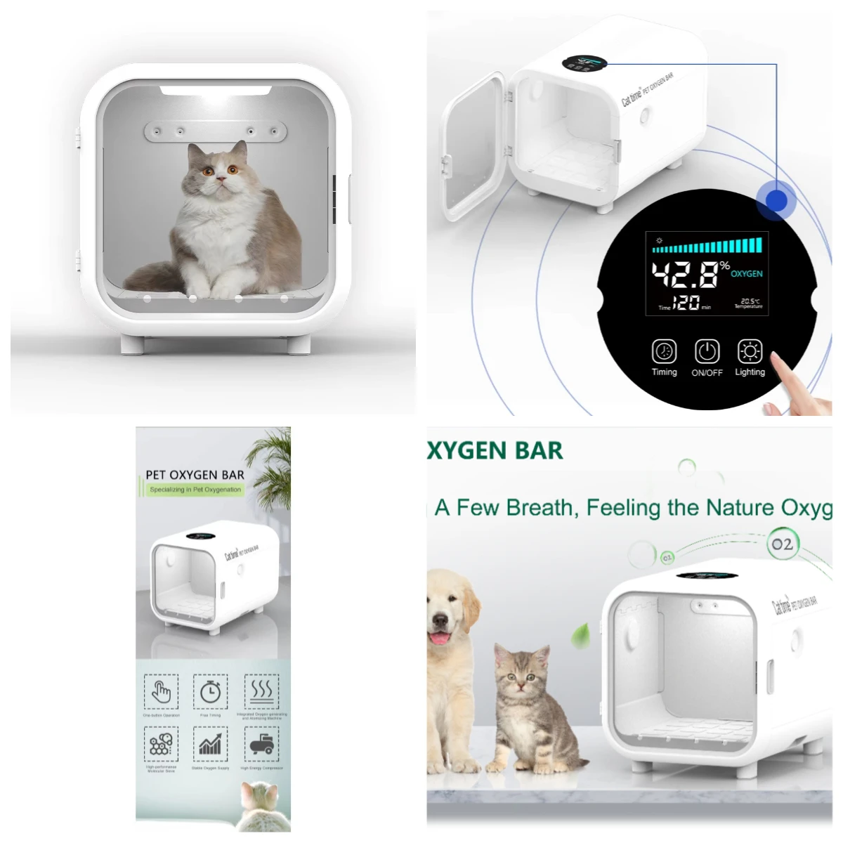 JW 50L High Concentration Oxygen Veterinary Cradle Pet ICU for Puppy and Kitten ICU Pet Chamber Small Animal Hyperbaric Oxygen C