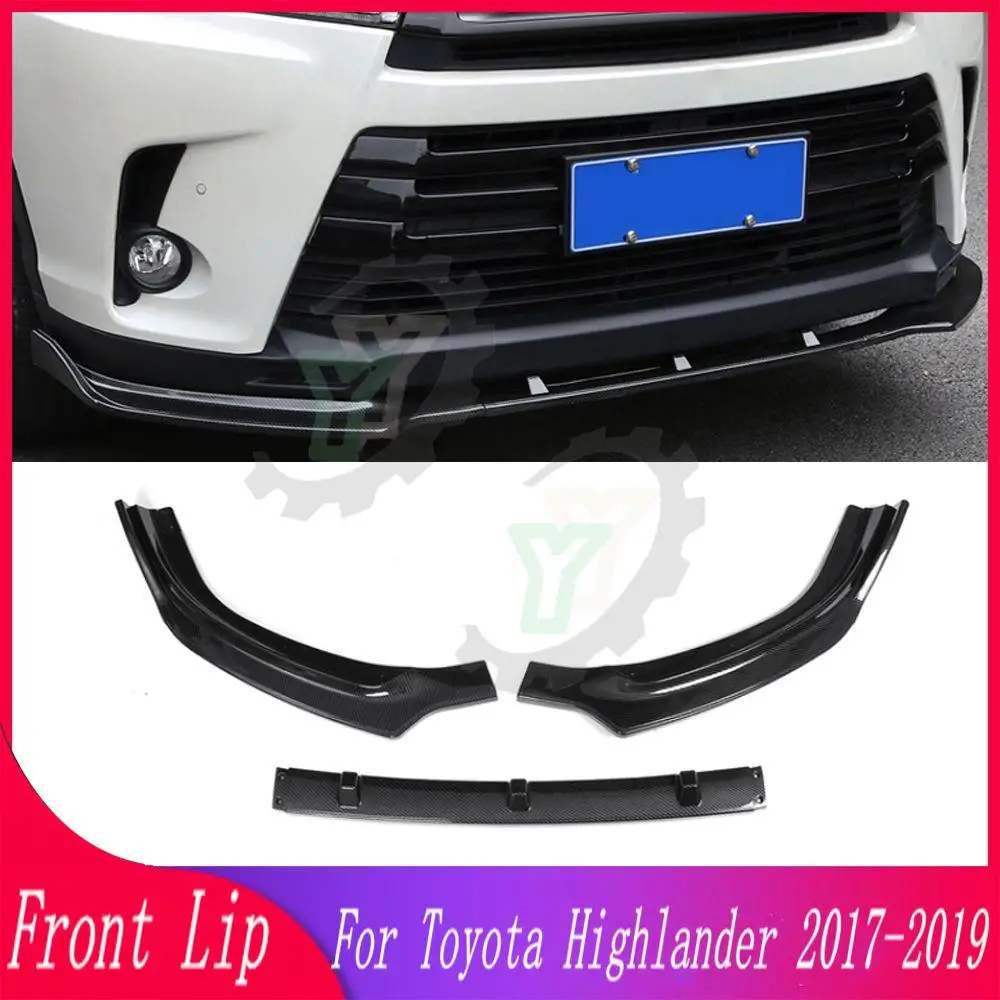 

3PCS Car Front Bumper Lip Spoiler Splitter Diffuser Detachable Body Kit Cover Guard For Toyota For Highlander 2017 2018 2019