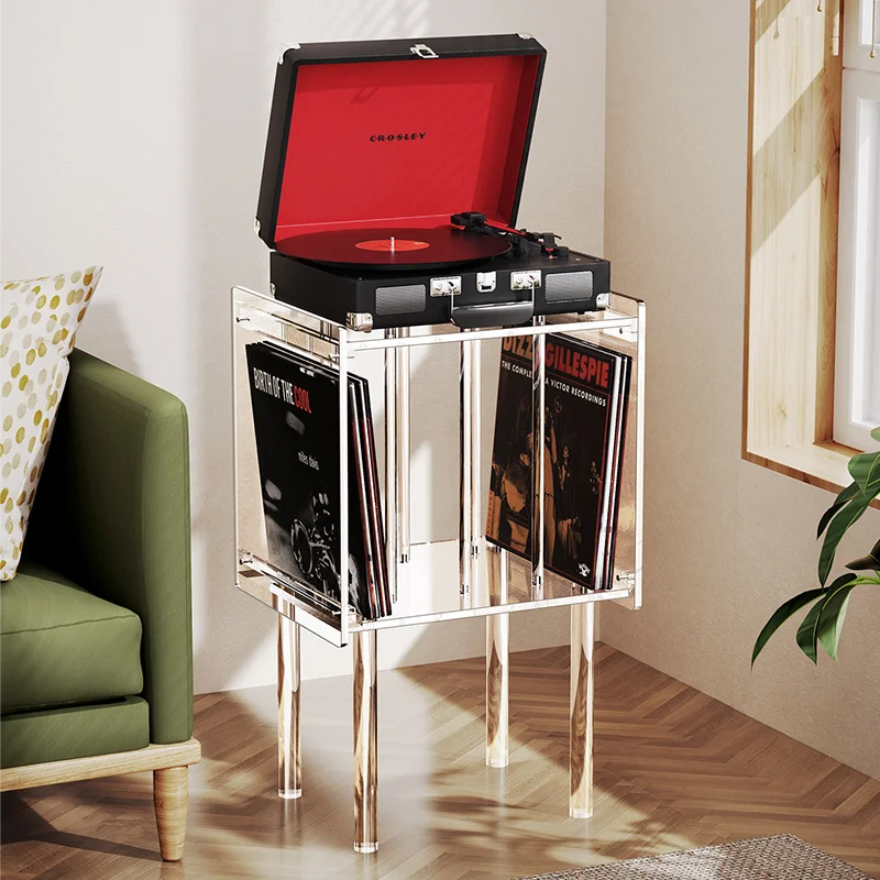 

Acrylic vinyl record player rack creative CD record storage rack retro simple magazine rack sofa edge