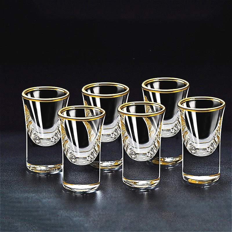 4-teiliges Set mit dickem Boden, Schnapsglas, transparent, kleines Weinglas, klassische Spirituosen, Tasse, Bar, elegante Baijiu-Tasse, Scotch Bourbon-Tassen