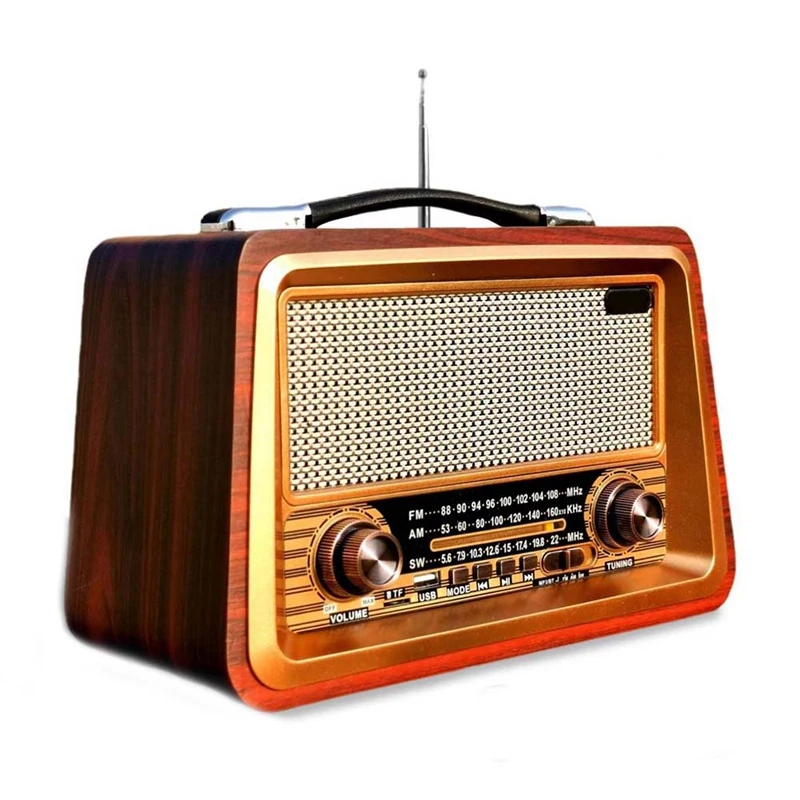 HOT-Retro Portable Radio Wireless Bluetooth Speaker Stereo AM/FM Radio Receiver Player USB TF AUX MP3 Classic Style