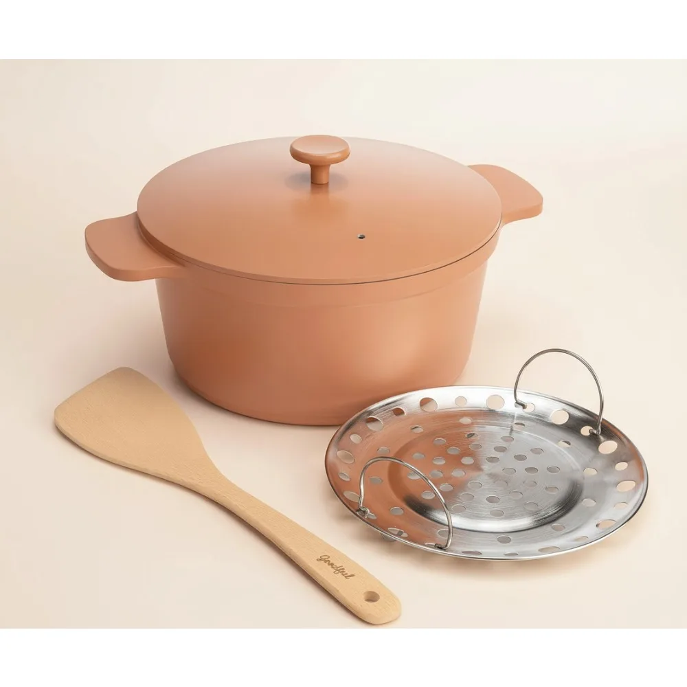 

Multilayer Nonstick Dutch Oven, 4.7-Quart Cast Aluminum Pot with Lid & Rack, Dishwasher Safe for Home Cooks