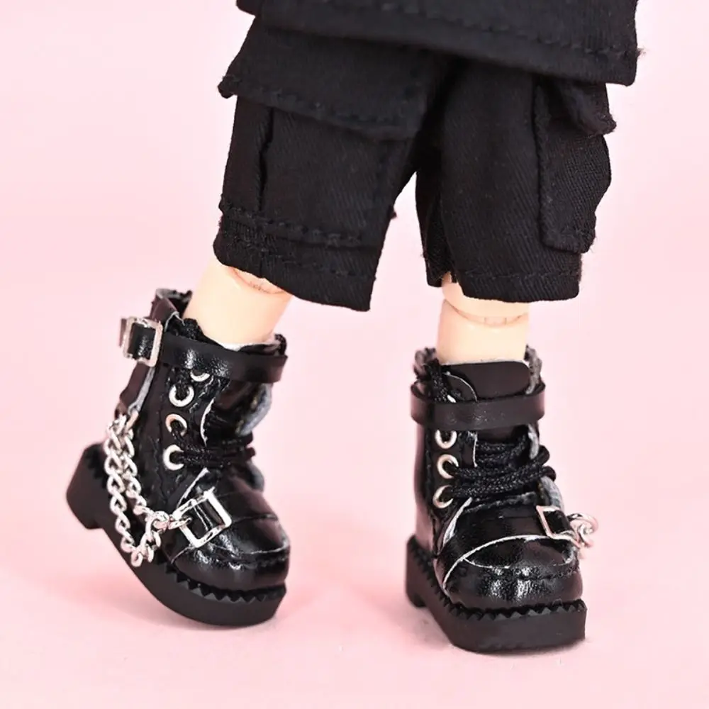 1 Pair High-top Obitsu 11 Doll Boots Mini High-heeled 1/12 Bjd Doll Leather Shoes GSC PU Leather 1/12 Bjd Doll Boots Holala