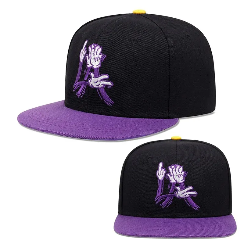 2024 nowa moda palec LA wzór Snapback wyszywane litery Unisex słońce mężczyźni kobieta czapka bejsbolówka regulowana