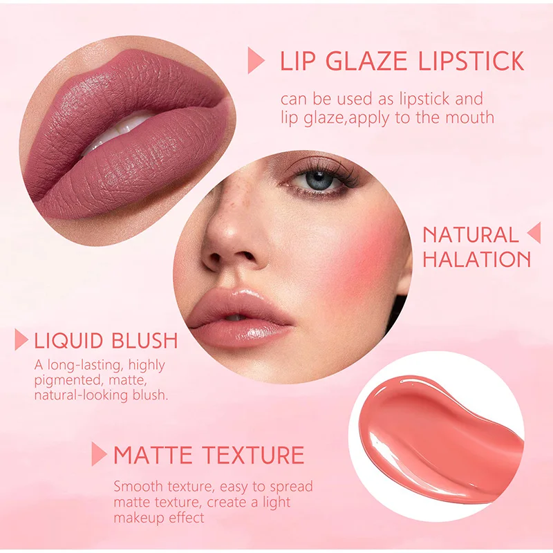 Blush líquido impermeável e à prova de suor, iluminador não desbotado, hidratante, hidratante, batom duradouro, maquiagem dos olhos, feminino, 3 em 1