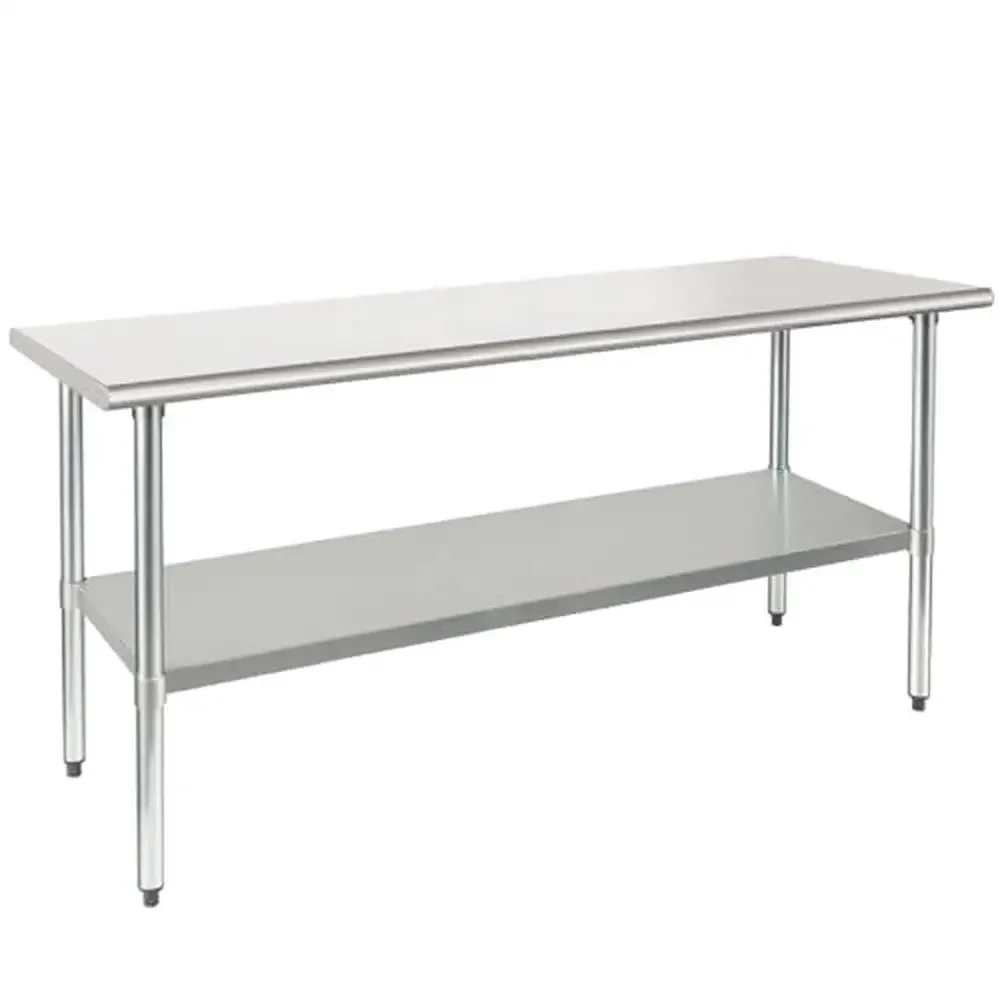 Stainless Steel Prep Table 24x72 Inches NSF Certified Heavy Duty Commercial Worktable with Undershelf Galvanized Legs Organized