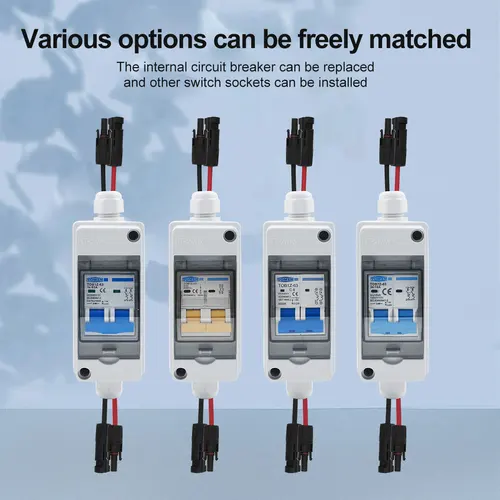 Imagen 2 del producto TOMZN Caja combinadora solar fotovoltaica PV con disyuntor IP65 HT 2 vías 1 entrada 1 salida CC con cables a juego Caja impermeable