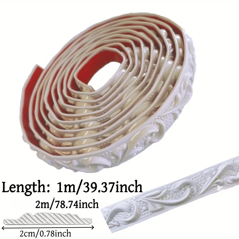 1 Roll of 78.74 Inch PVC Self-adhesive Soft Wire Gypsum Ceiling Decorative Strip,white Self-adhesive Decorative Strip