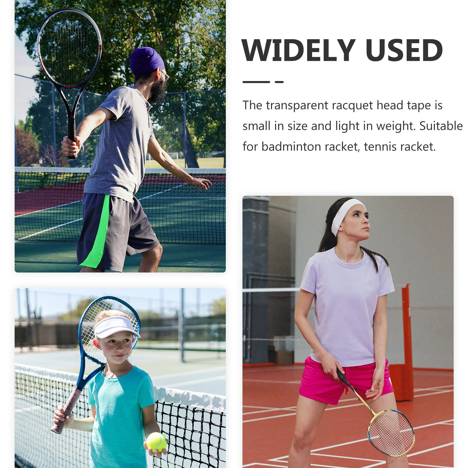 

Professional Racket Head Tape Tennis Racquet Transparent Tape Weather Resistant Small Size Lightweight Convenient Storage