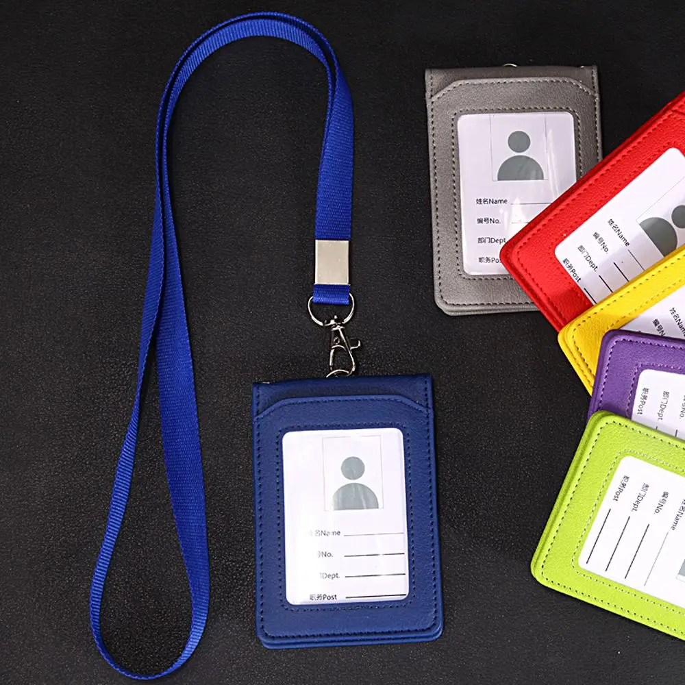 

Office School Supplies Stationery Business Student Badge Holder Bus Cards Cover ID Desk Organizer Card Holder with Lanyard