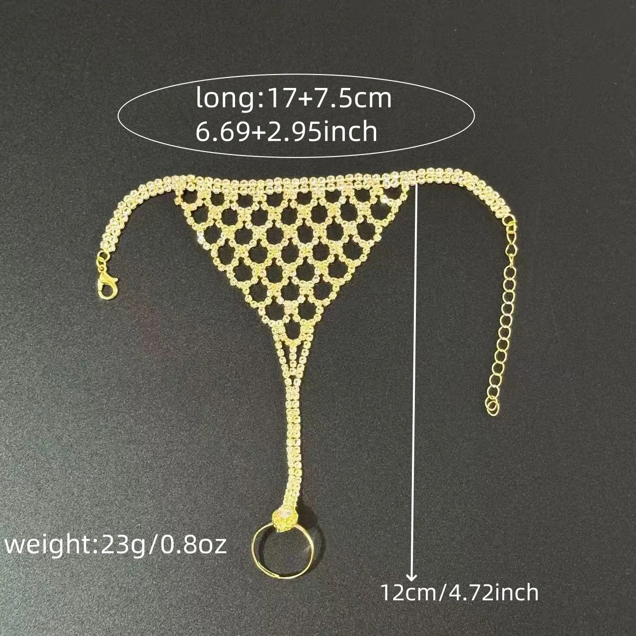 سلسلة يد مأدبة الزفاف النسائية مع تصميم شبكي وقطرة الماء الماسية المدمجة للإصبع المتشابك سوار خلفي إكسسوار