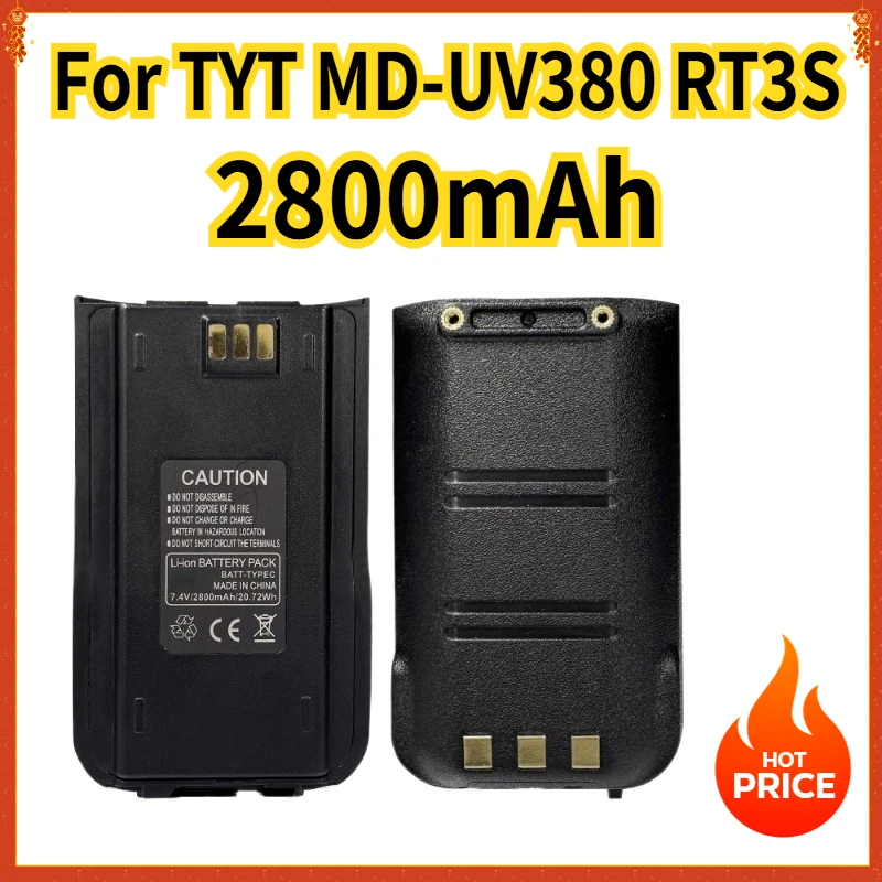 

RT3S Walkie Talkie Li-ion Battery for TYT MD-UV380 Battery Thickened 2800mAh Type-C Compatible with RT3 MD-446 DP-290 Radio