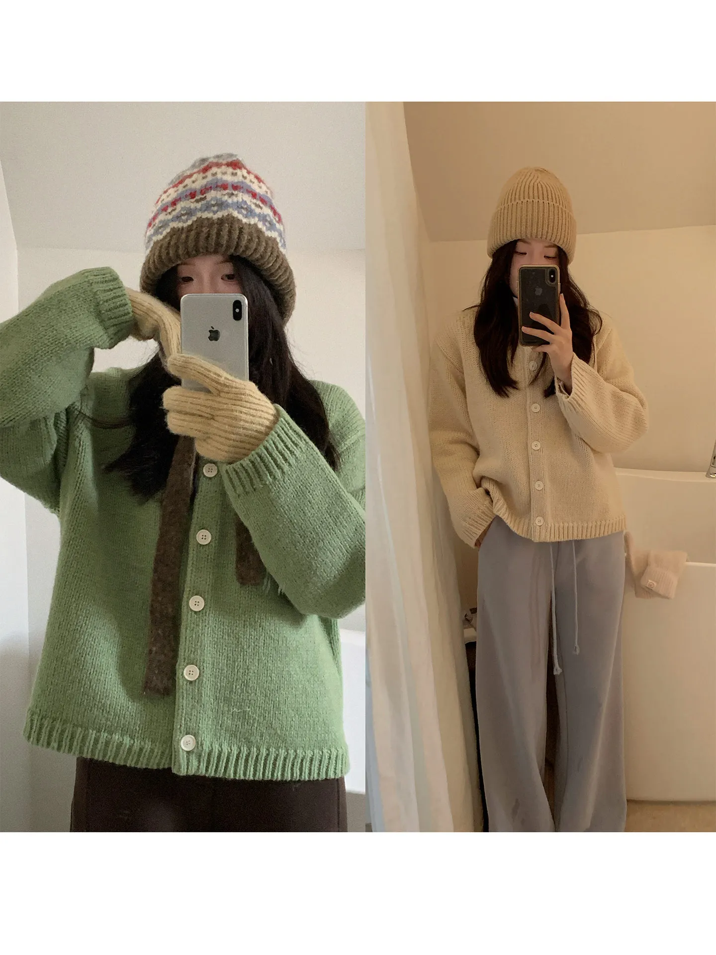 

Ретро-кардиган в корейском стиле, свободный вязаный свитер-пальто для женщин, зимний модный прямой однотонный кардиган с длинными рукавами на пуговицах