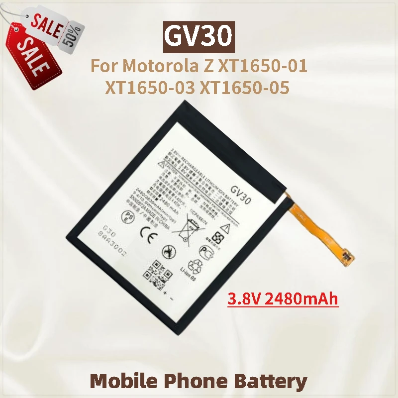 

Аккумулятор GV30, 3,8 В, 2480 мАч для Motorola Z XT1650-01 XT1650-03 XT1650-05, сменный аккумулятор для мобильного телефона, новинка, высокое качество