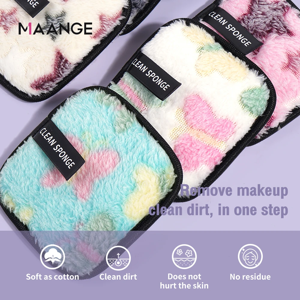 6Pcs Washable Microfiber Remover Puff Towel Reusable Cleansing Makeup Sponge Face Cleansing Double Layer Cleaning Puff Wipe Tool