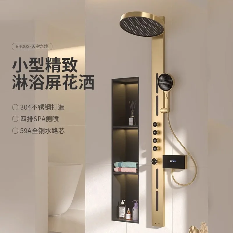 Wall Hotel Thermostatic Shower Set Led Screen Digital Display Temperature Shower Panel Stainless Steel Shower System Panel Set