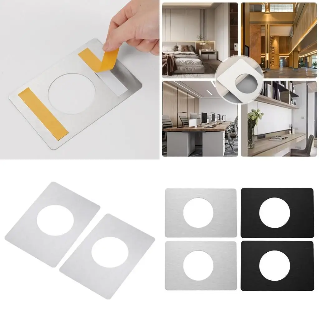 

652F 2Pcs Door Reinforcement Plate Door Handle Cover Door Knob Plates Stainless Steel Door Lock Repair Plate Easy to Install