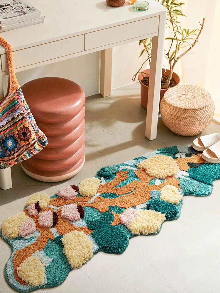 Creative 3D Forest Moss Special-shaped Plush Carpet for Bedroom Coral Scenery Style Bedside Rug Living Room Floor Mat Decor Rug