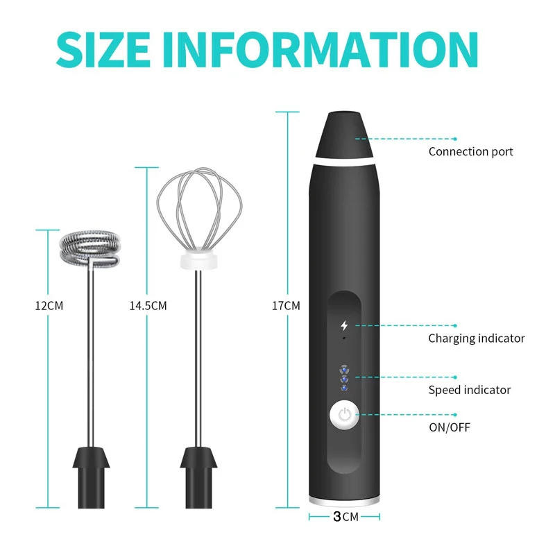 Bezprzewodowe spieniacze do mleka akumulator elektryczny ręczny Blender z USB elektryczny Mini ekspres do kawy ubijaczka, rózga do kremu do kawy