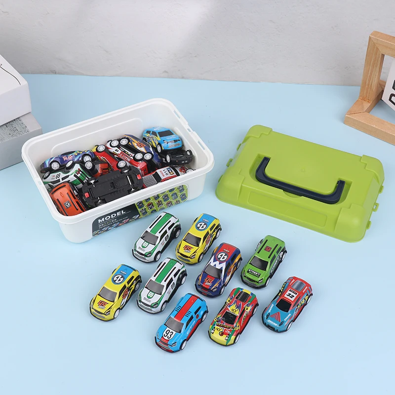 

Mini Alloy Car Model Set With Storage Box Diecast Cars Toys For Boys Sliding Inertia Vehicle Children Toy Kit Kids Gifts