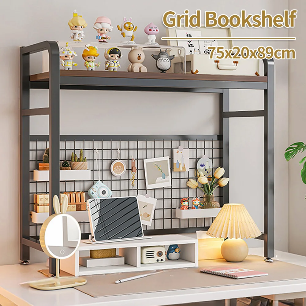 Multi-Layer Desk Storage Shelf Steel E-Sports Games Dormitory Table Hole Board Bookcase with Grid for Computer Desk Study Table