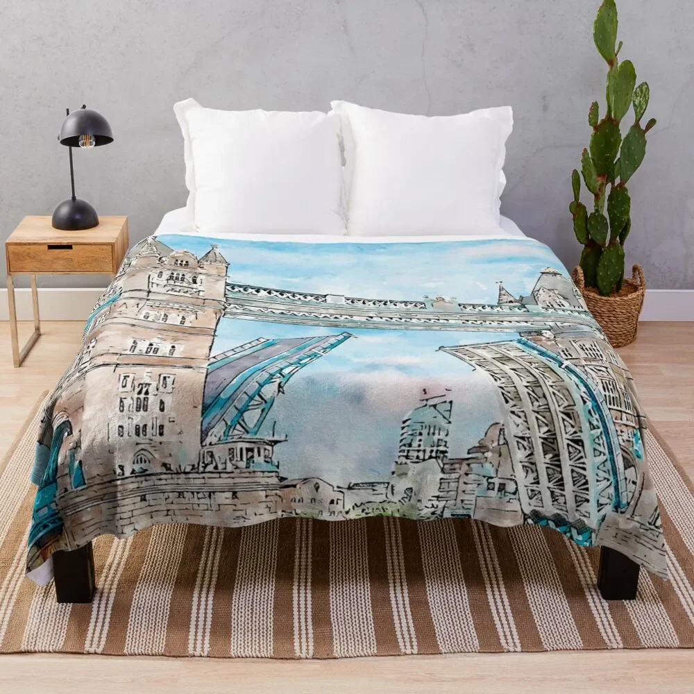 

Tower Bridge London paint Throw Blanket Shaggy Summer Single Thermals For Travel Blankets