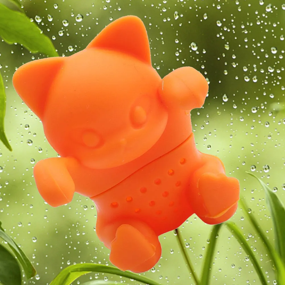 Food-Grade Silicone Cat Tea Infuser Funny Shape Tea Filter for Loose Leaf and Herbal Teas Easy Clean Fine Mesh Orange
