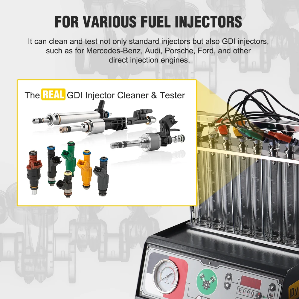 8 Cylinders GDI PFI EFI Fuel Injector Cleaner Tester Machine Fuel Injector