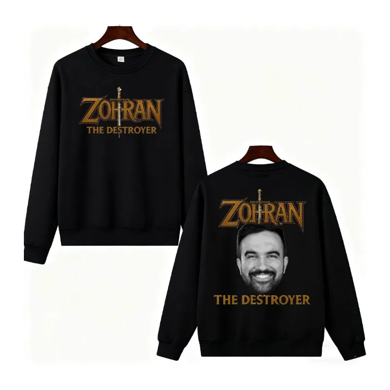 Zohran The Destroyer Mamdani for New York parodia divertida Sudadera con capucha cuello redondo ropa de calle Casual moda cómoda Sudadera térmica Tops
