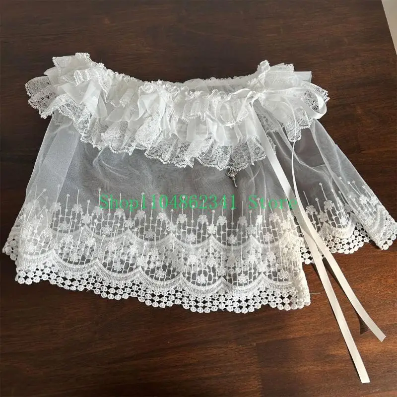 5ASD Women Hip Scorf вышиваемая сетчатая сетка юбка для оболочки кружево мини -перегородка