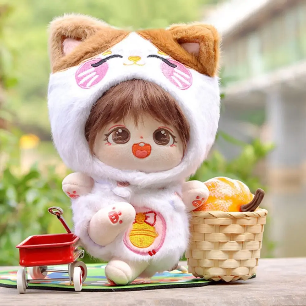 Animal Headcover Cotton Doll Clothes Set Strap Pants Lucky Cat Cotton Doll Plush Suit Dress Up Cute Plush Dolls Clothes