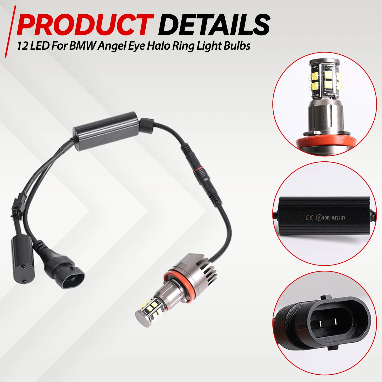 2x H8 12 LED Angel Eyes Halo Ring Light 2000LM Bulb HID Xenon White LED Headlight Parking Light For BMW E63 E64 E70 E71 Facelift