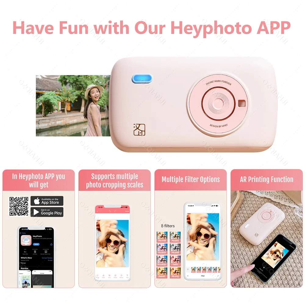 300DPI Mini Color Photo Printer Portable Mini HD Bluetooth Wireless Travel Picture Print Machine Permanent Retention CP2100