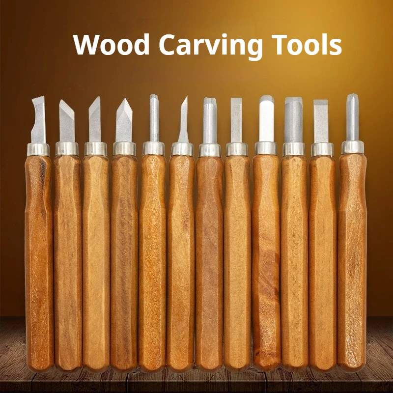 

Professional Carving Knife Set Wooden Handle Cutting Tools Multi-functional Carpenter Carving Tools Portable Manual Knife Set